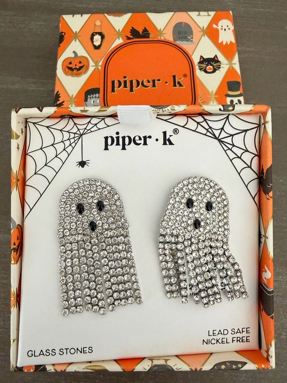 Piper Crystal Ghost Dangle Earrings in Silver
